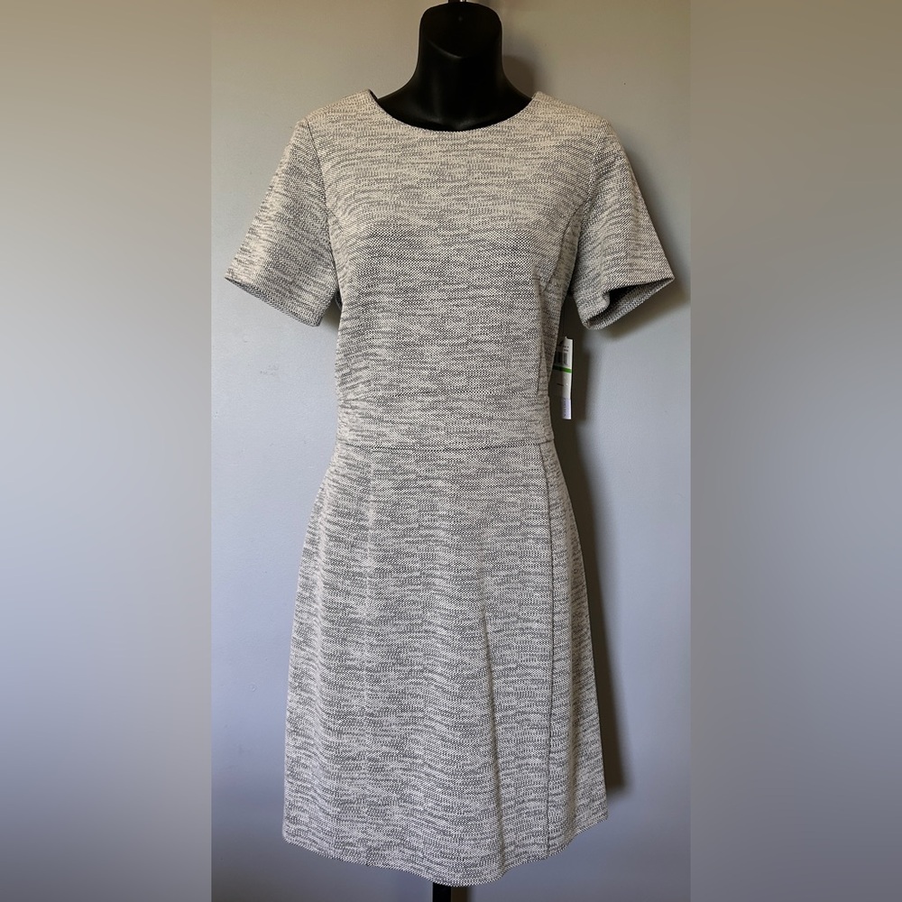 Amanda Chelsea short sleeve stretch dress color ivory black size 8